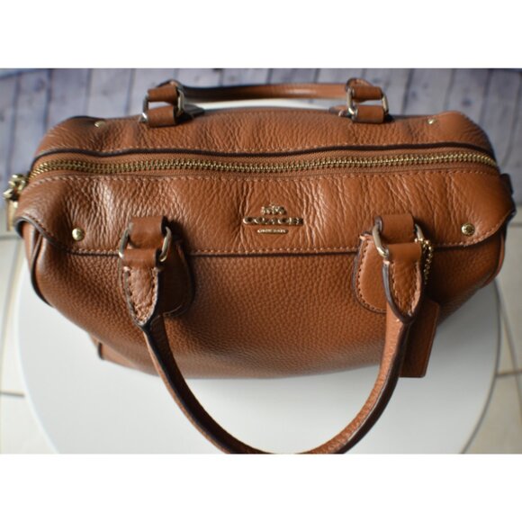 Preowned Coach Mini Bennett Satchel โ Saddle Brown Crossgrain Leather Purse - Picture 10 of 16